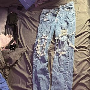 Distressed Blue Jeans